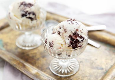 ice cream in glass bowls