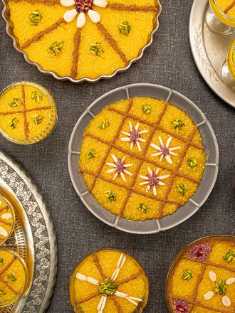 Overhead view of intricately decorated Sholeh Zard