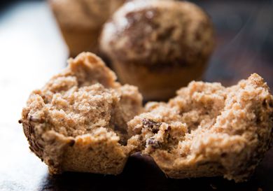 Raisin bran muffin split open