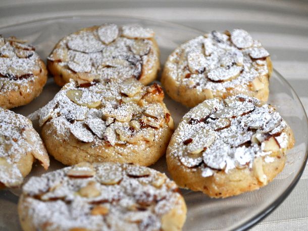 Close-up of a plate of Italian almond-blood orange cookies.