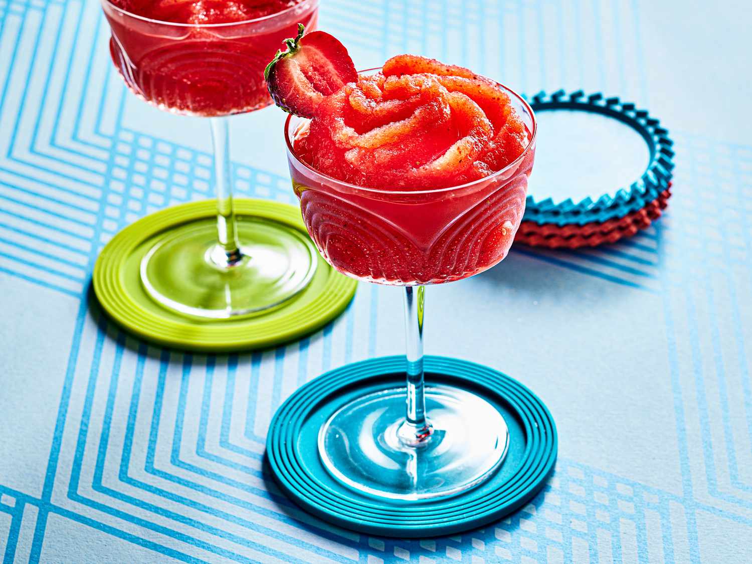 Side view of frozen strawberry daquiri