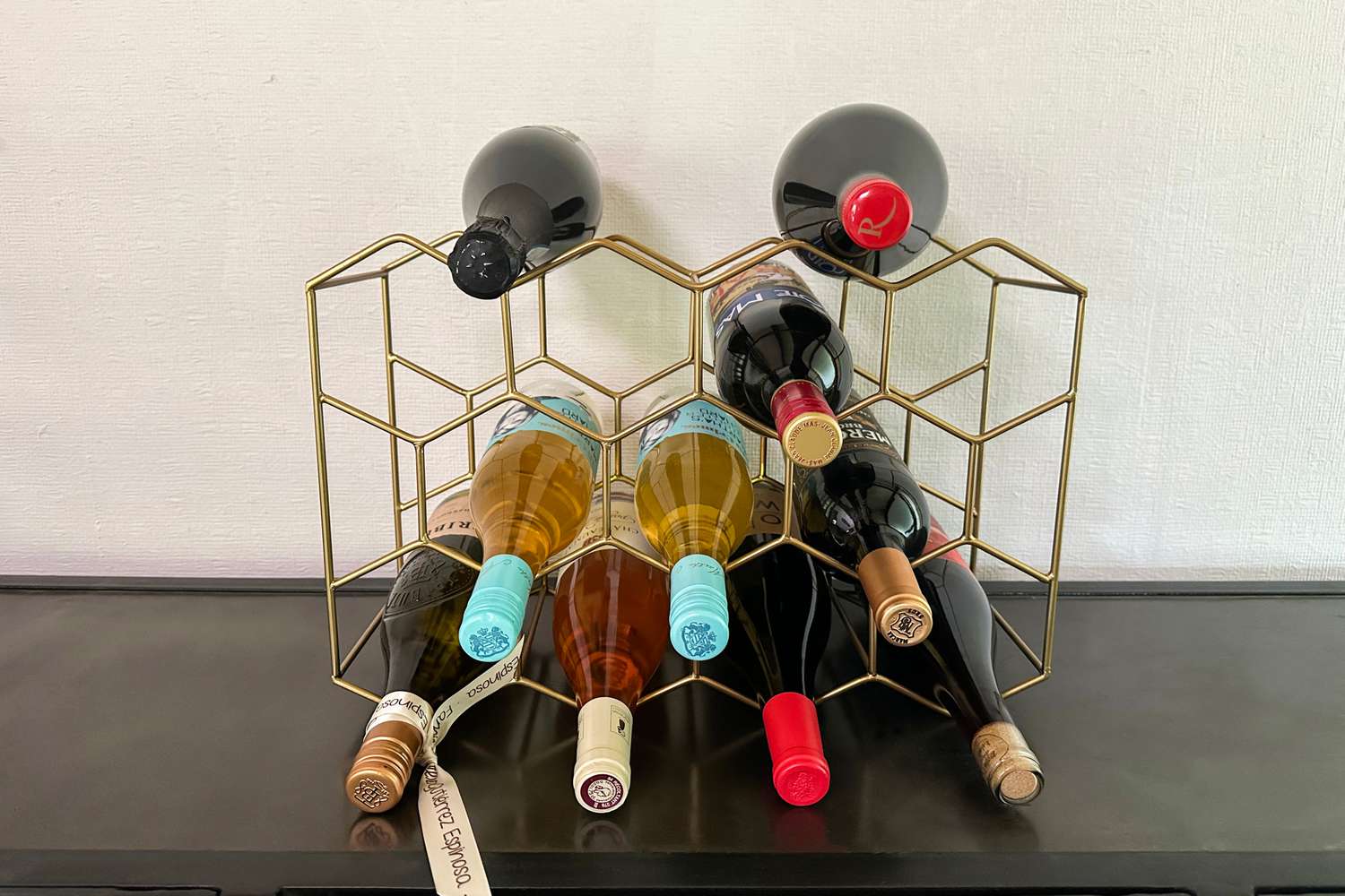 Crate & Barrel 11-Bottle Gold Wine Rack