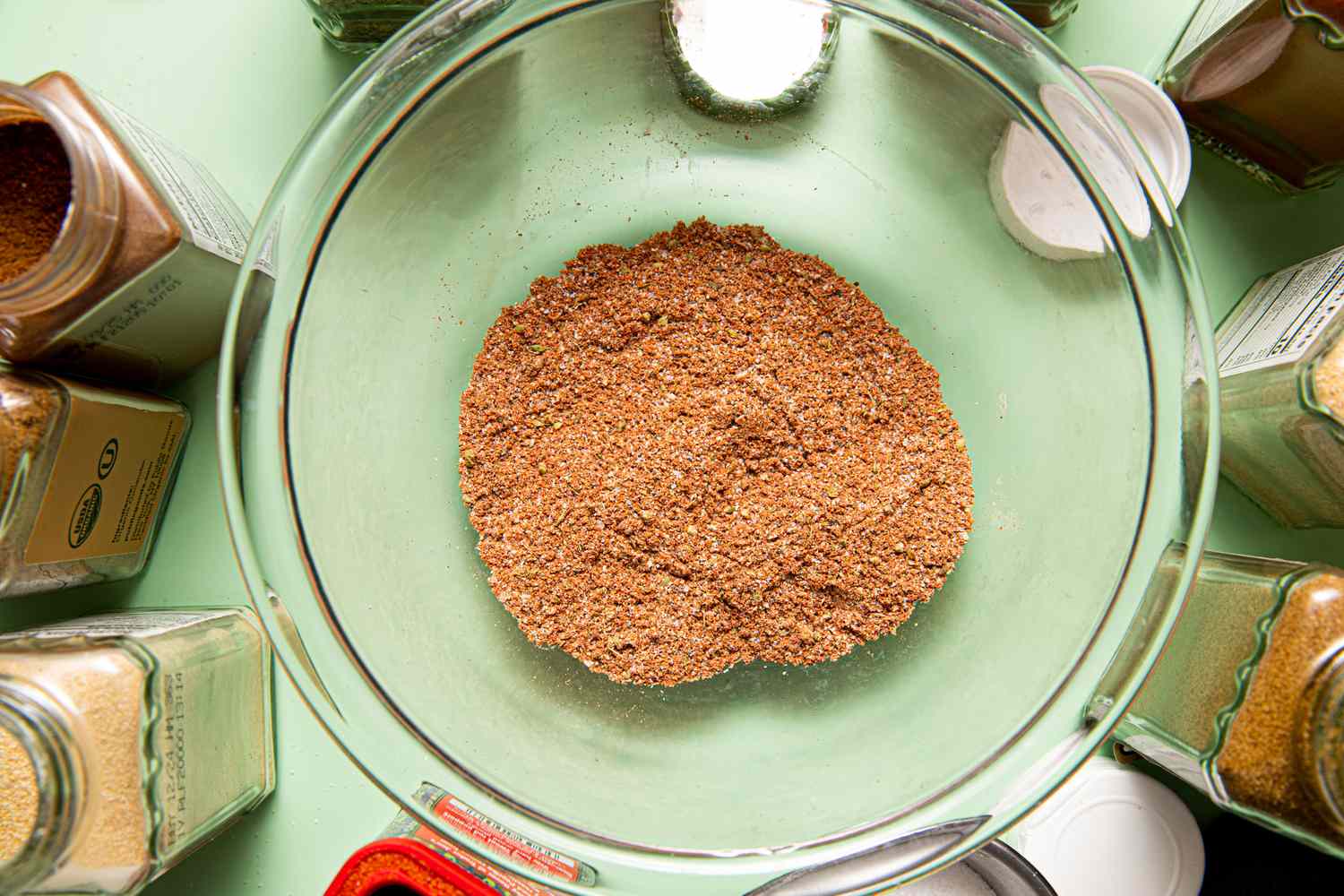 Overhead view of mixed taco seasoning
