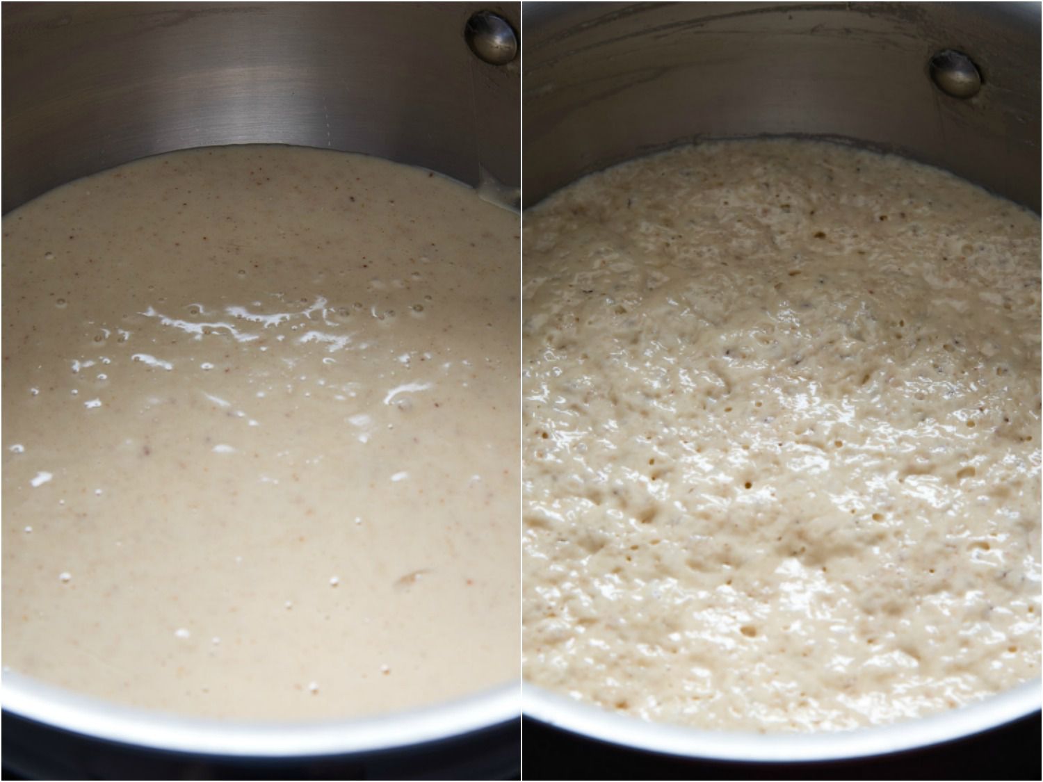 Up close shots of two different kinds of yeast used in batter for yeasted waffles. 