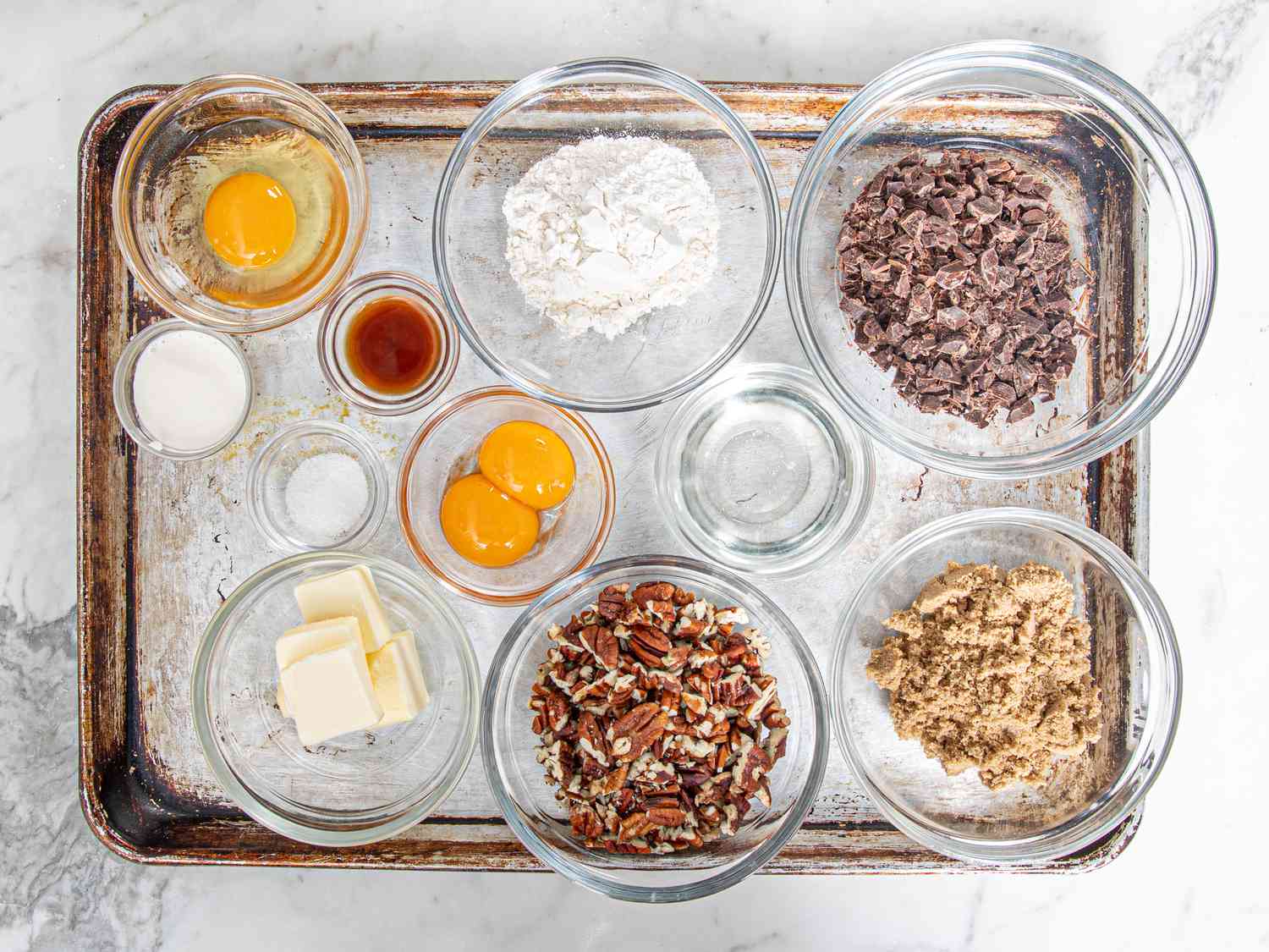 Mise en place of ingredients