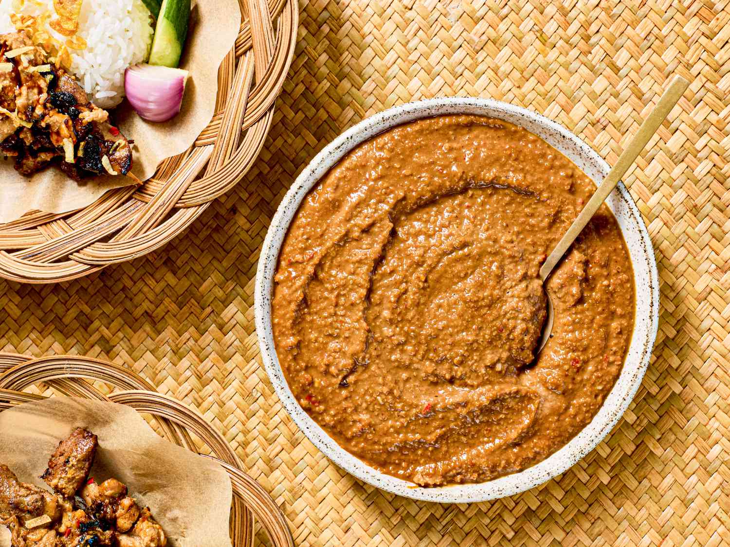 Overhead view of peanut sauce