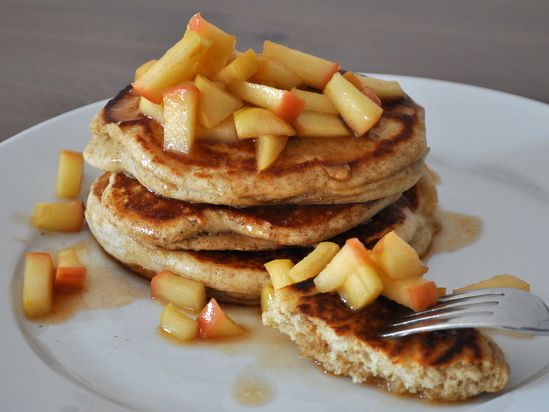 Rye Pancakes with Apple-Maple Compote