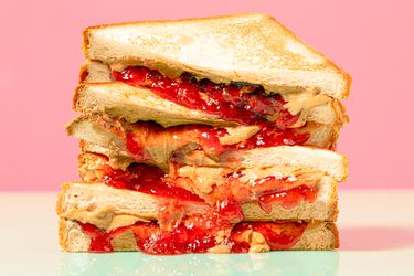 Side view of a stack of pb&js