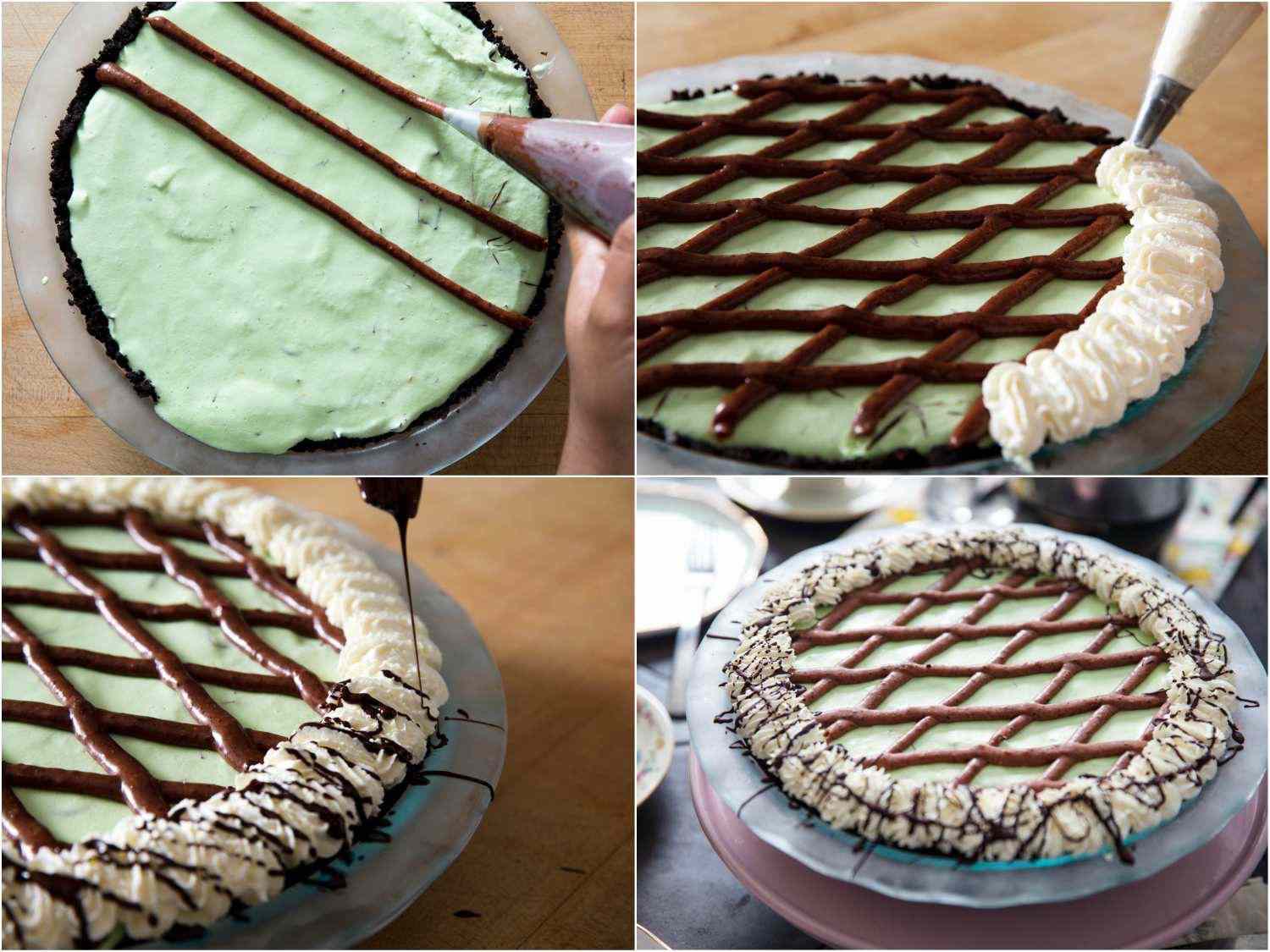 Collage showing the topping of the pie