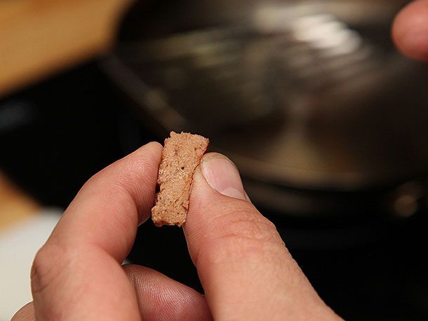 A piece of the cooked meat patty.