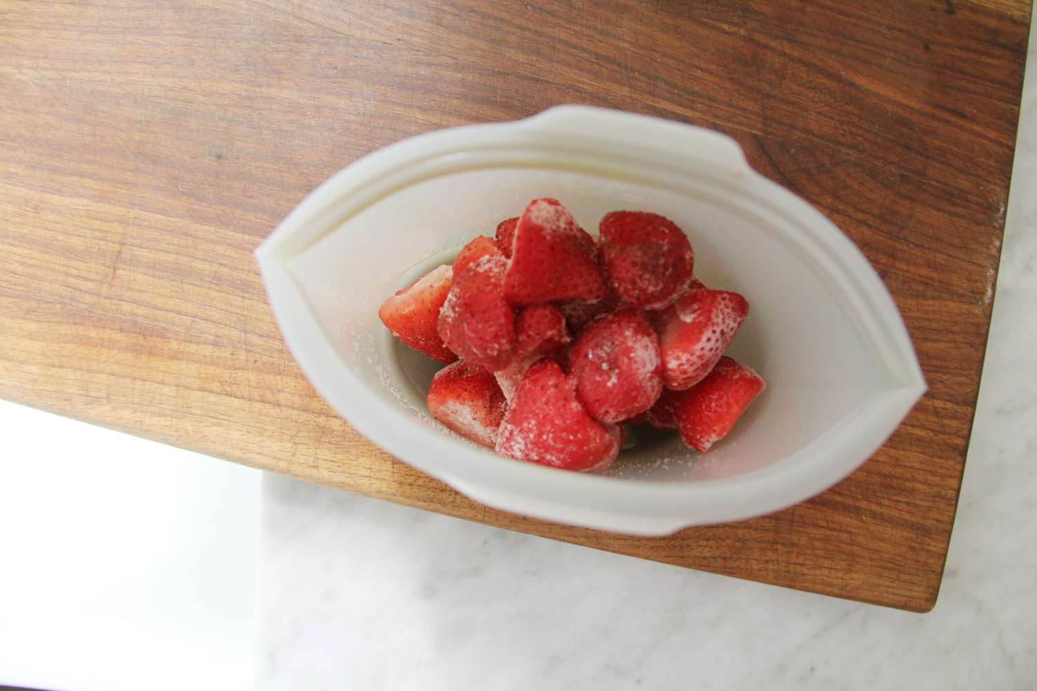 Frozen berries in a reusable bag