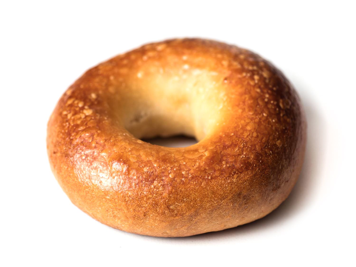 A bagel with a tough and matte crust. 