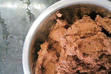 Overhead view of Herve This' chocolate "Chantilly"