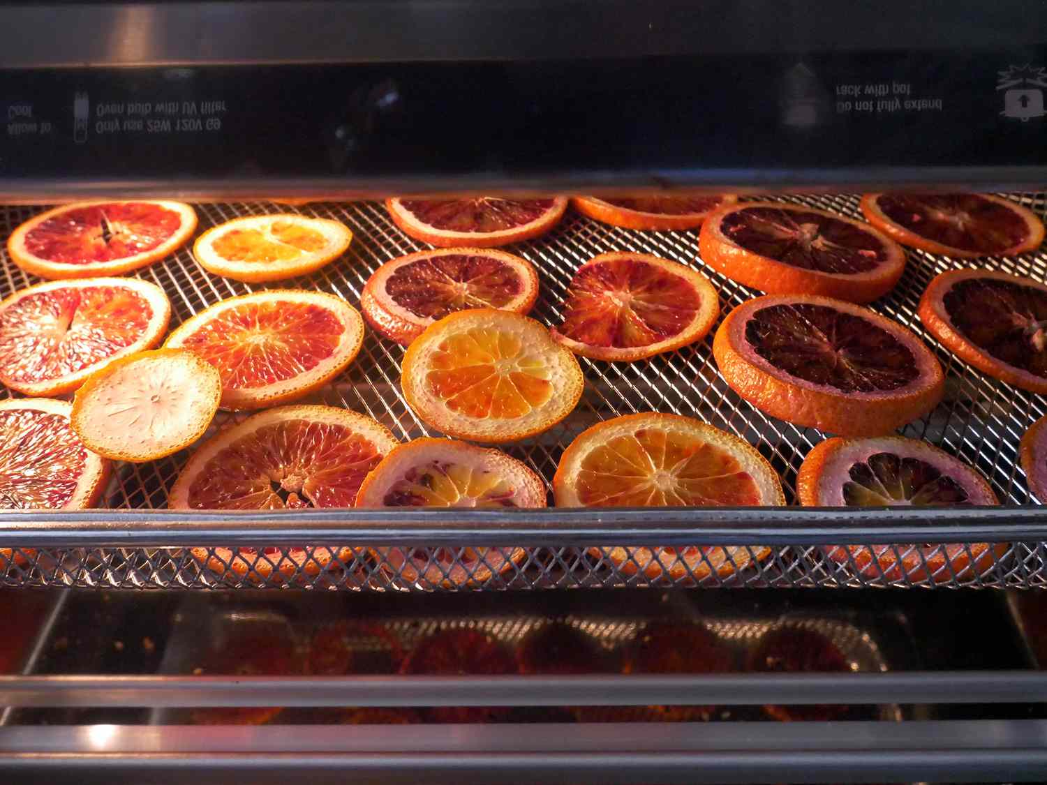 blood orange slices on air fryer basket in the breville oven 