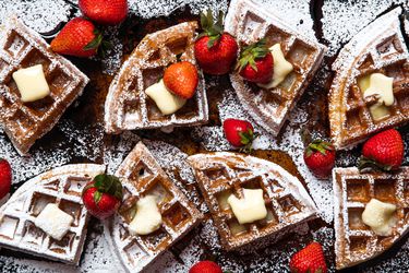 Overhead view of waffles