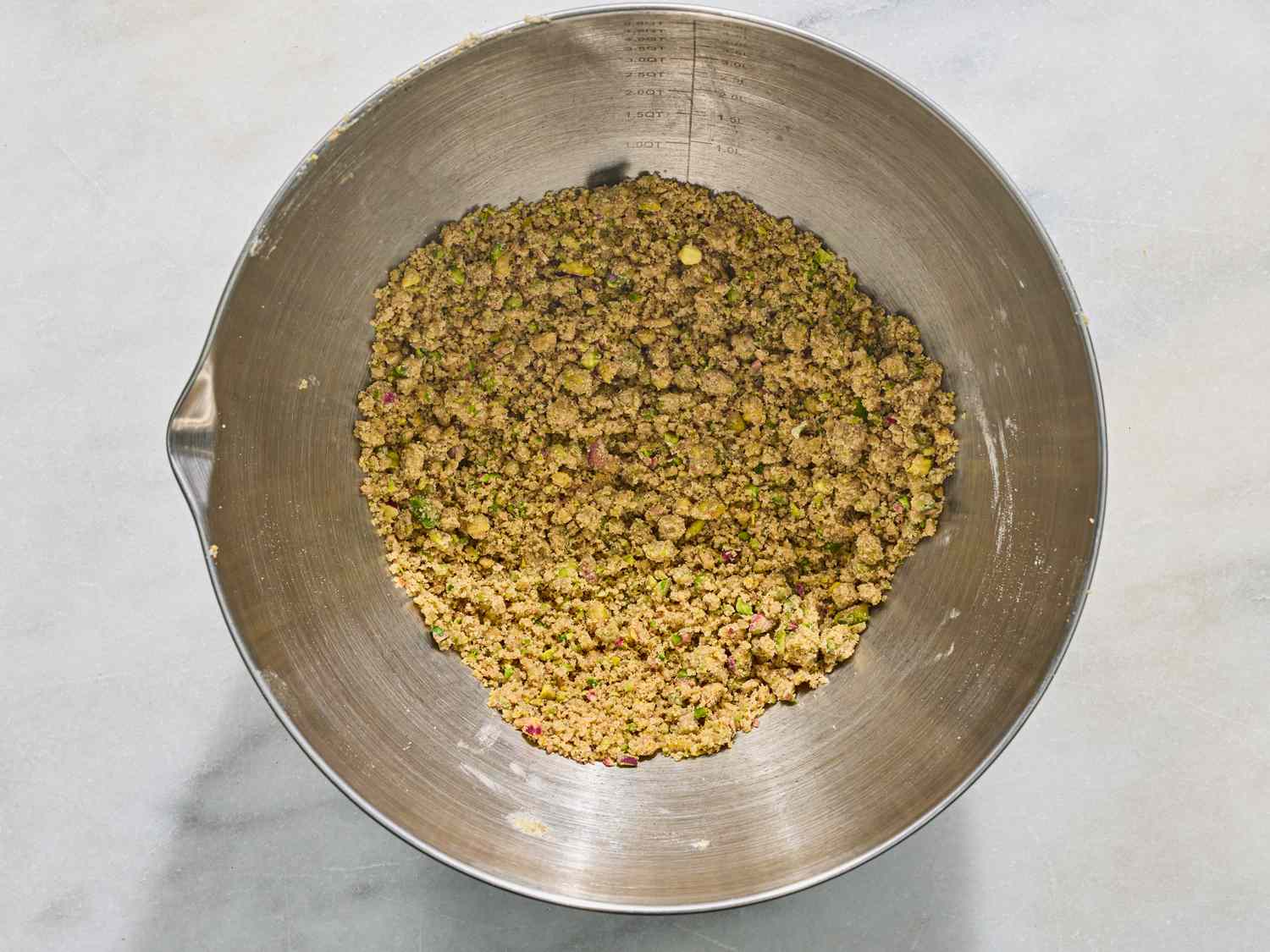 Bowl containing a mixture of chopped ingredients