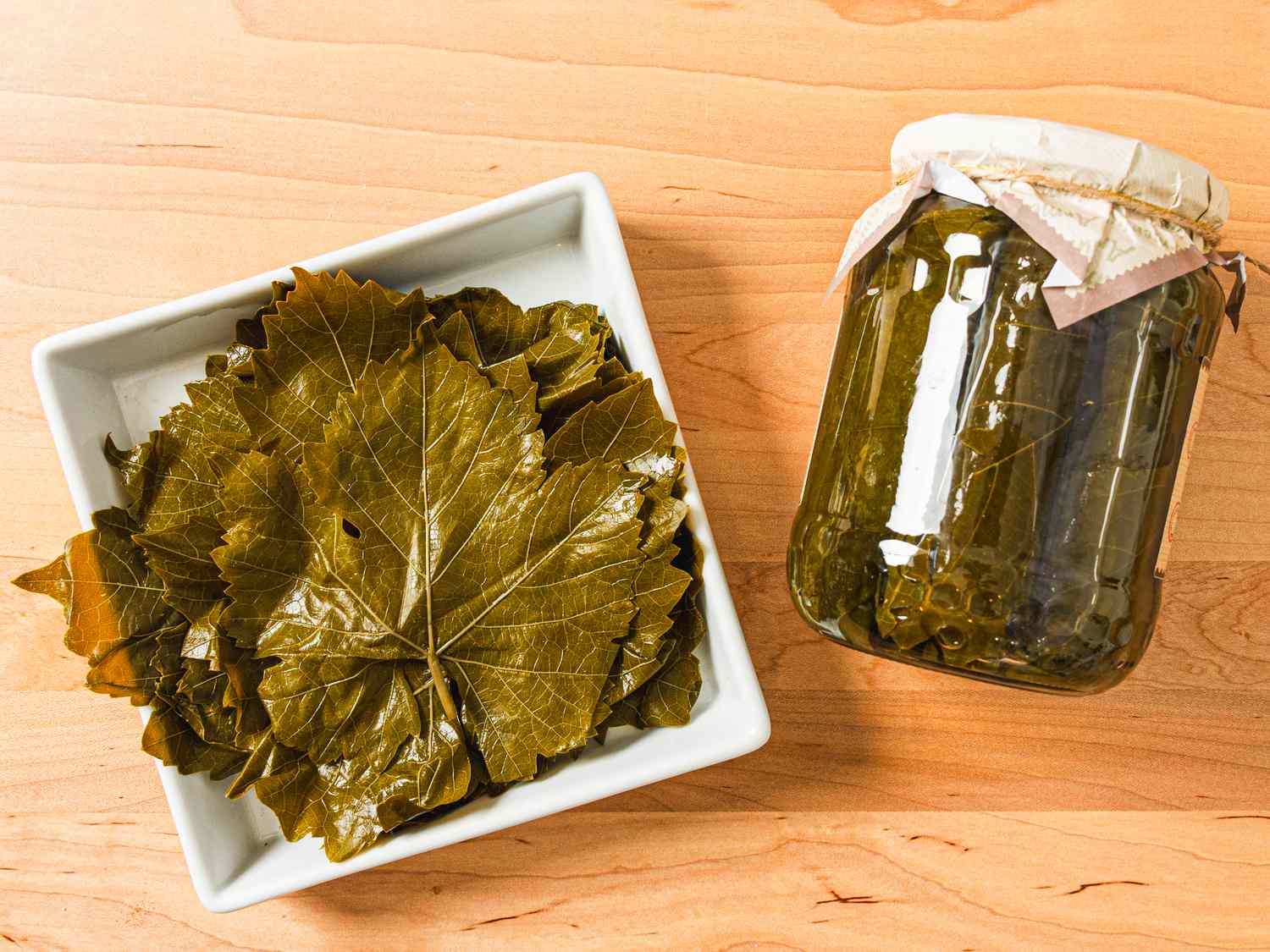 Overhead view of Grape Leaves 