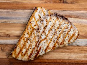 A perfectly grilled swordfish state.