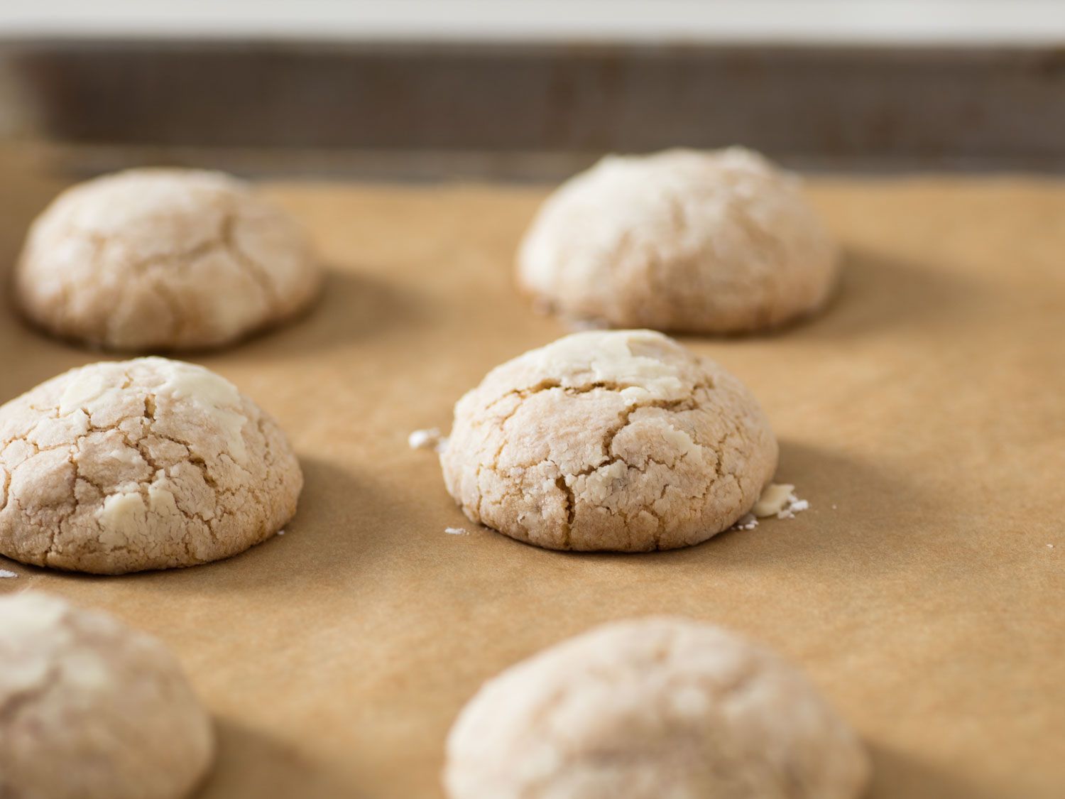 Mexican wedding cookies, fresh from the oven.
