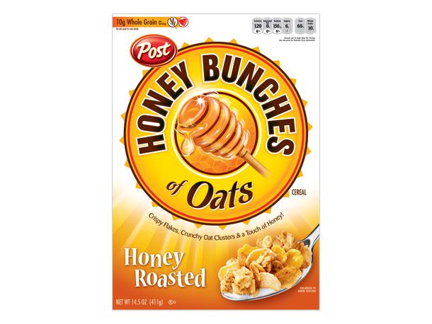Cover on Honey Bunches of Oats box.