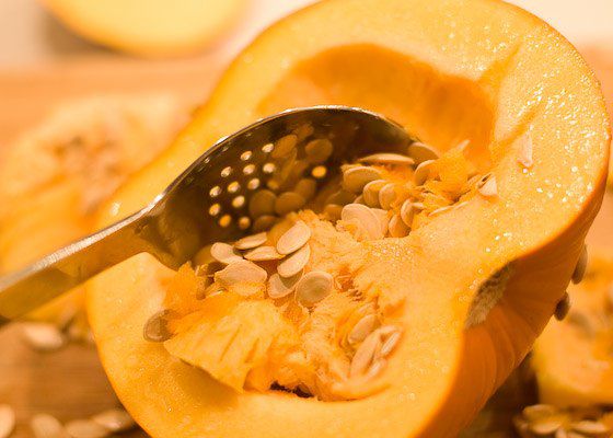 Prepare the raw pumpkins