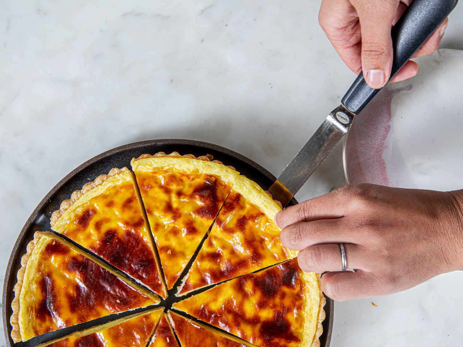 Overhead view of Flan PÃ¢tissier