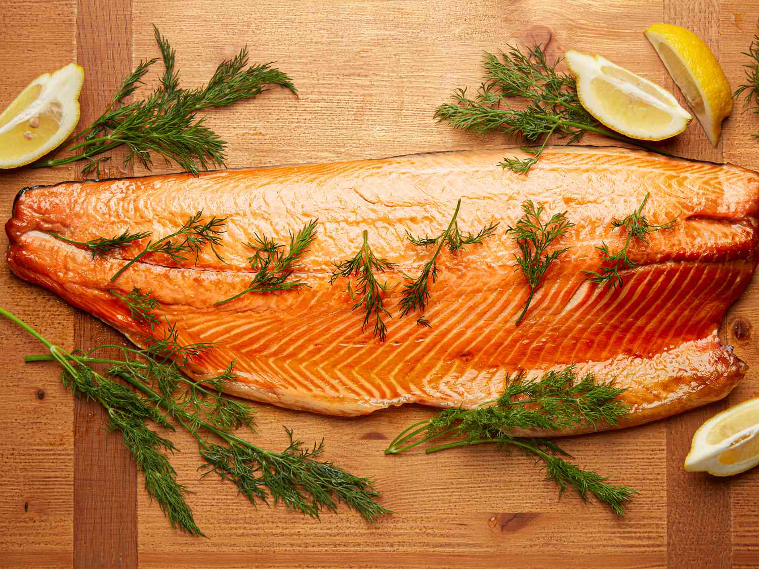 Overhead view of salmon