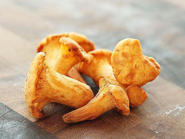 Close-up of chanterelle mushrooms.