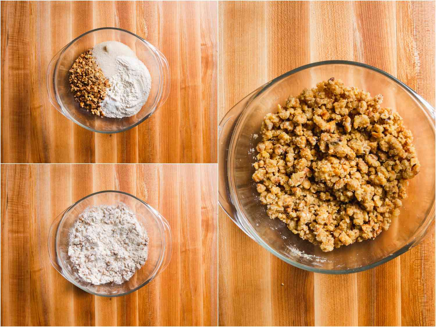 collage: mixing ingredients for the filling