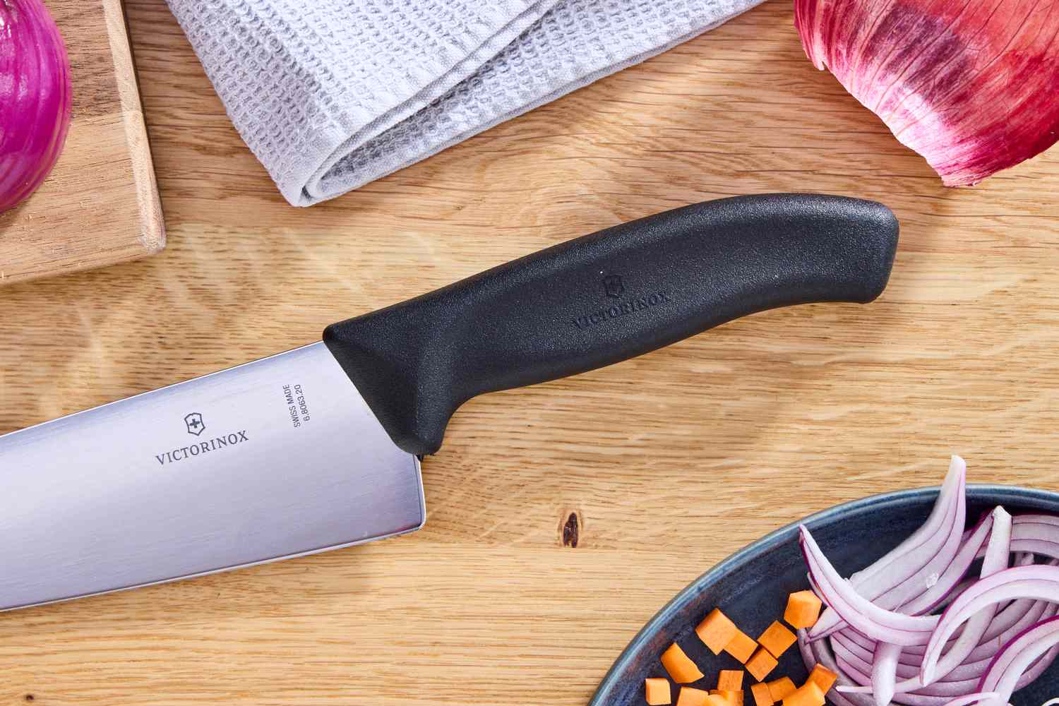 The handle of the Victorinox Swiss Classic 8-Inch Chef's Knife