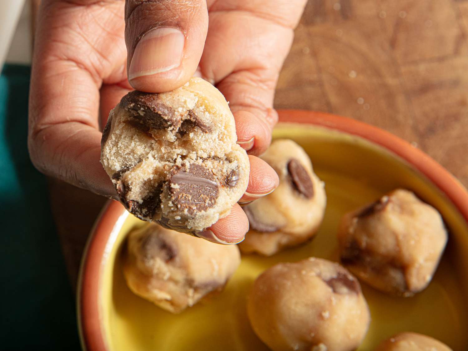 Look inside edible cookie dough ball
