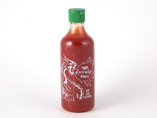 A bottle of Trader Joe's sriracha 