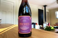 A bottle of Proxies red ember nonalcoholic wine