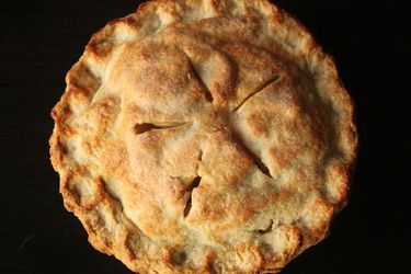 A whole baked, two-crust pie. 