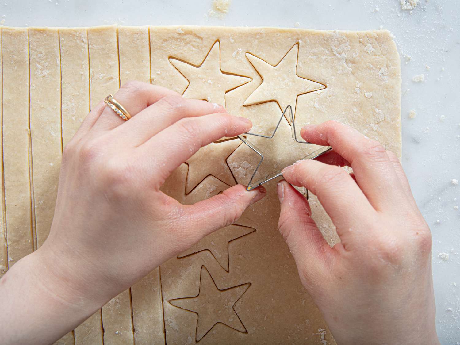Overhead view of punching out stars