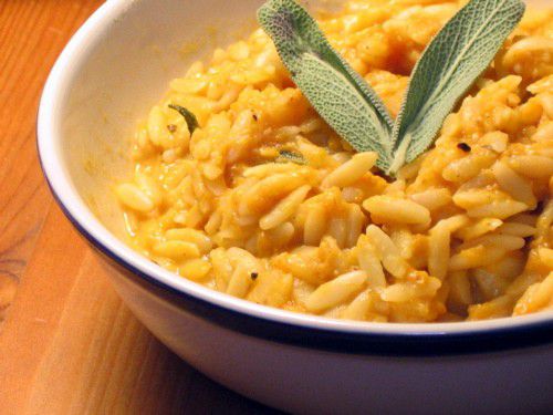 Pumpkin orzo with sage