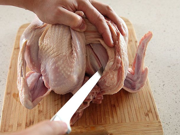 removing the wishbone from a raw turkey