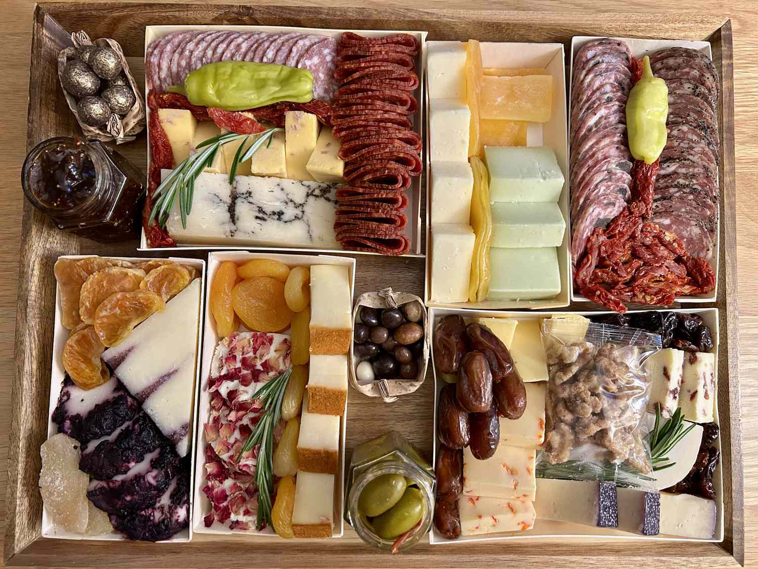 The Boarderie charcuterie board arranged on a tabletop