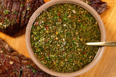 Overhead view of chimichurri
