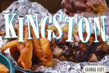 Side view of Kingston with type overlaid on the photo