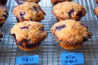 Baked muffins on a cooling rack