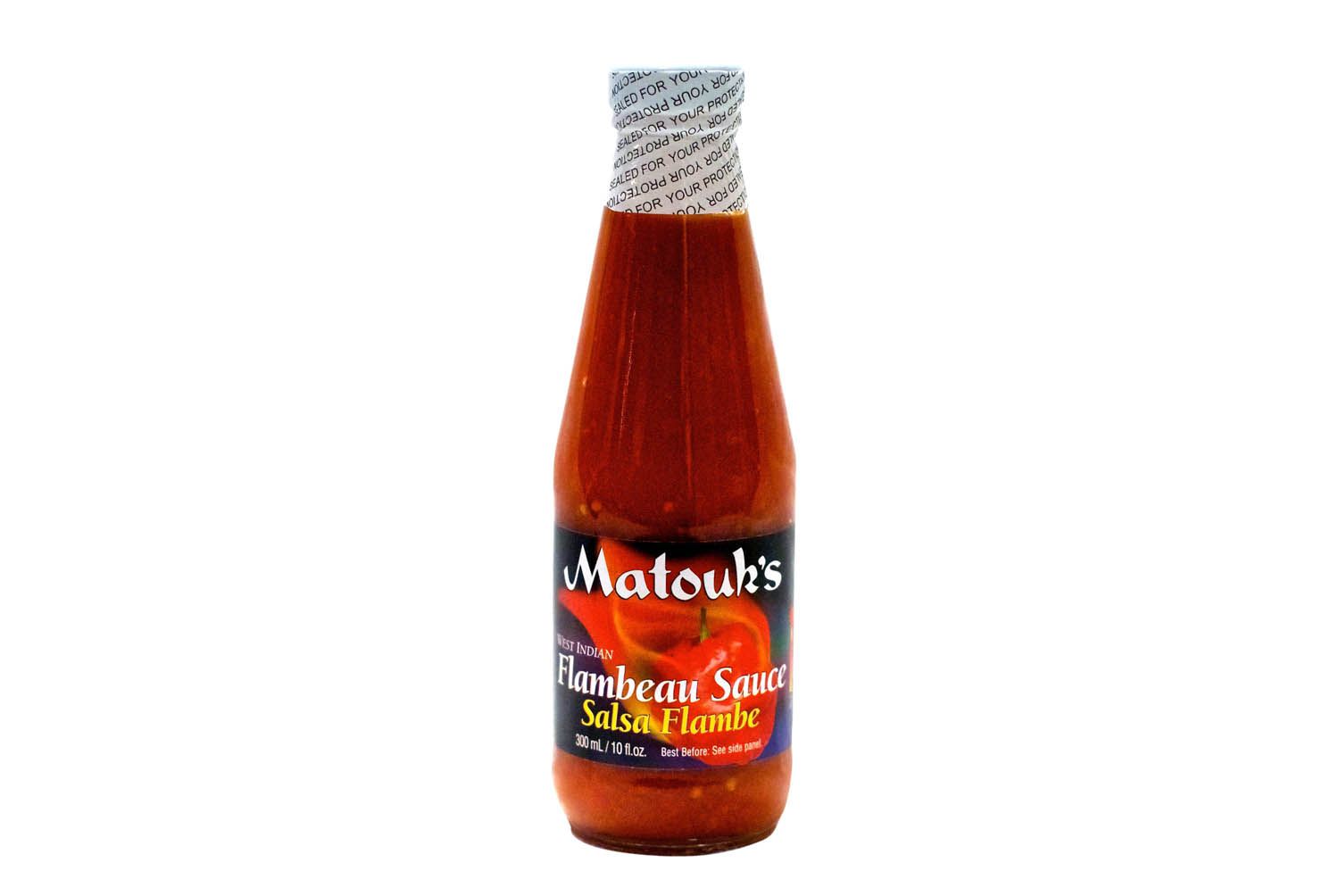 A bottle of scotch bonnet pepper sauce.