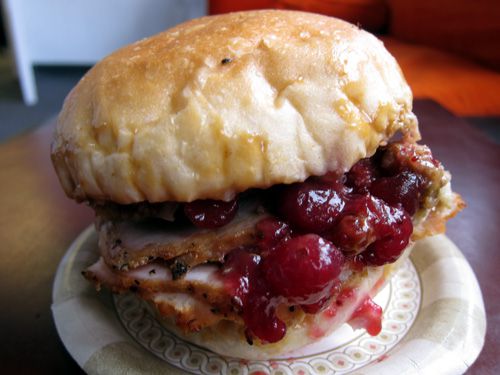 Thanksgiving leftovers sandwich