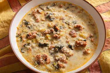 Overhead view of Zuppa Toscana