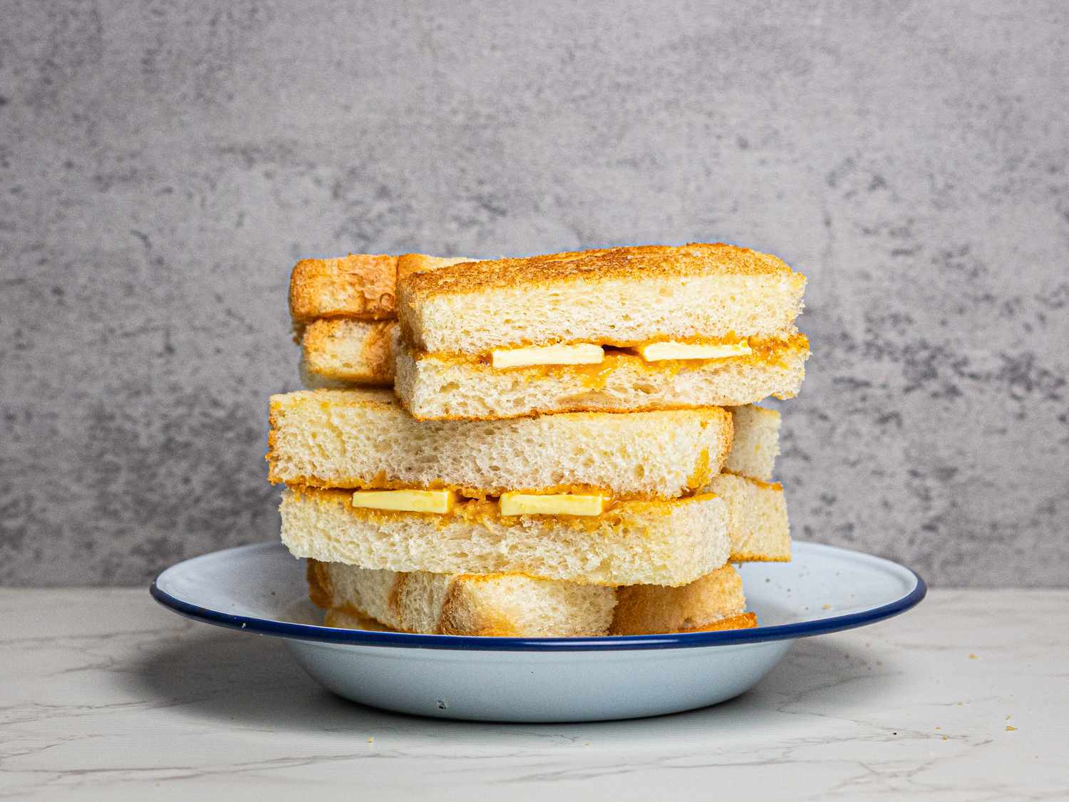 Side view of Kaya toast