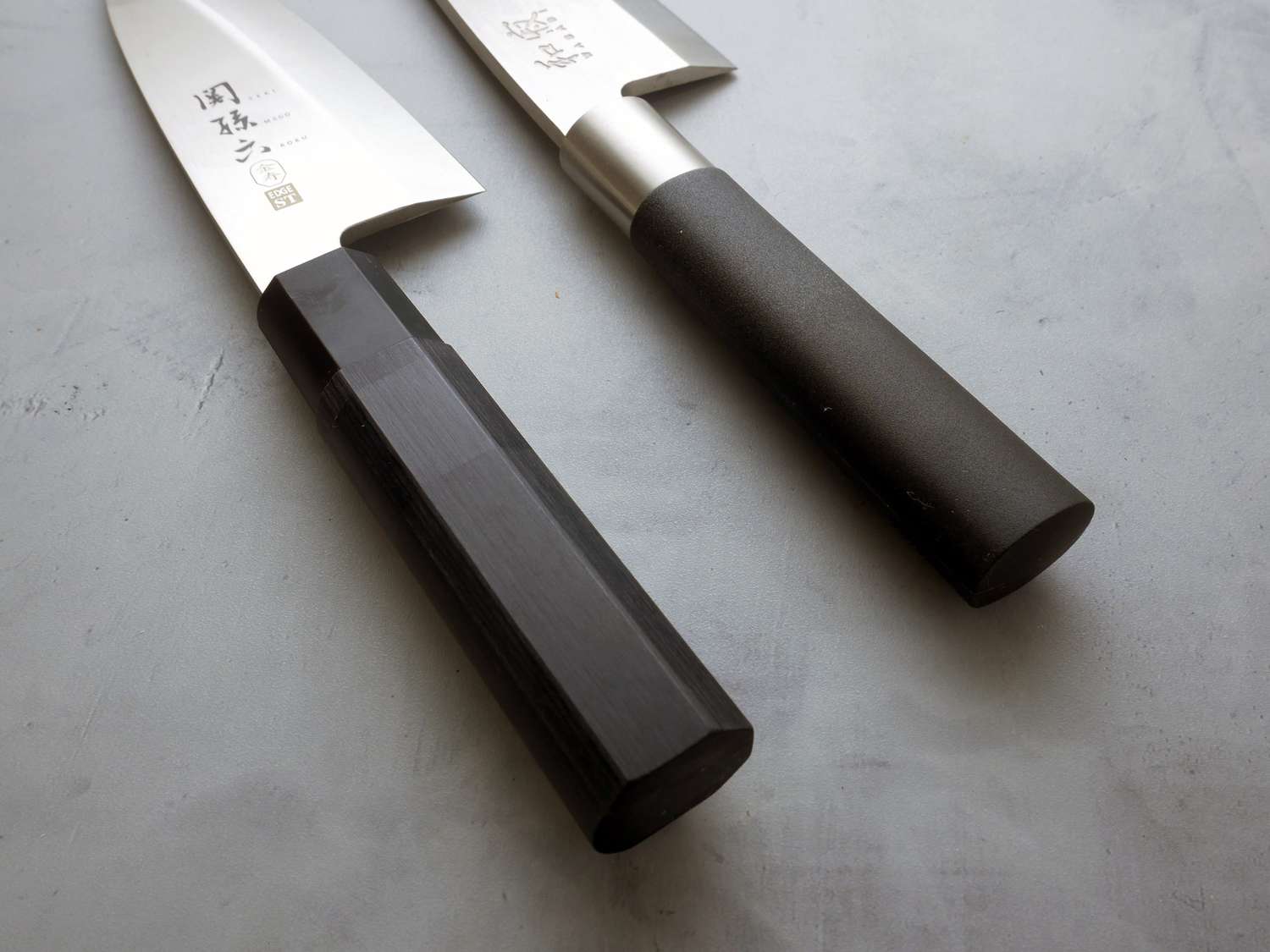 closeup of two Deba handles 