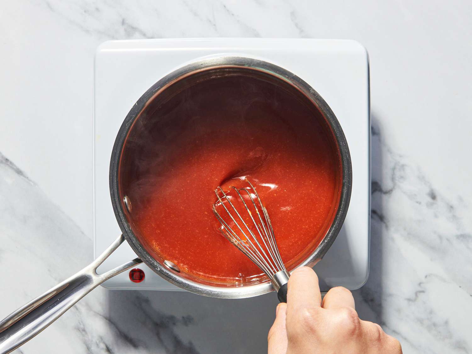 Overhead view of glaze in pot