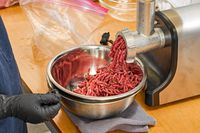 Grind processed meat coming from Cuisinart Electric Meat Grinder