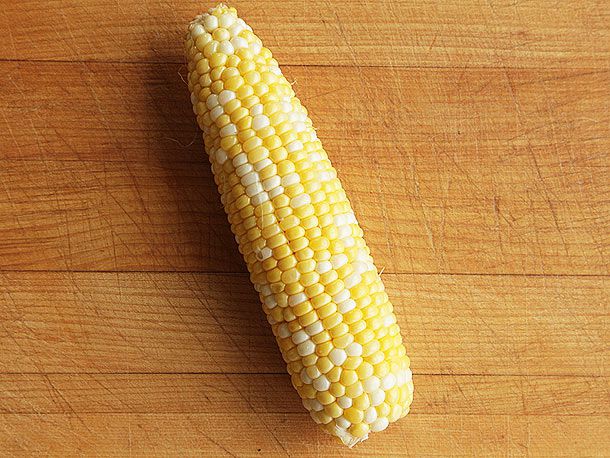 A shucked cob of corn