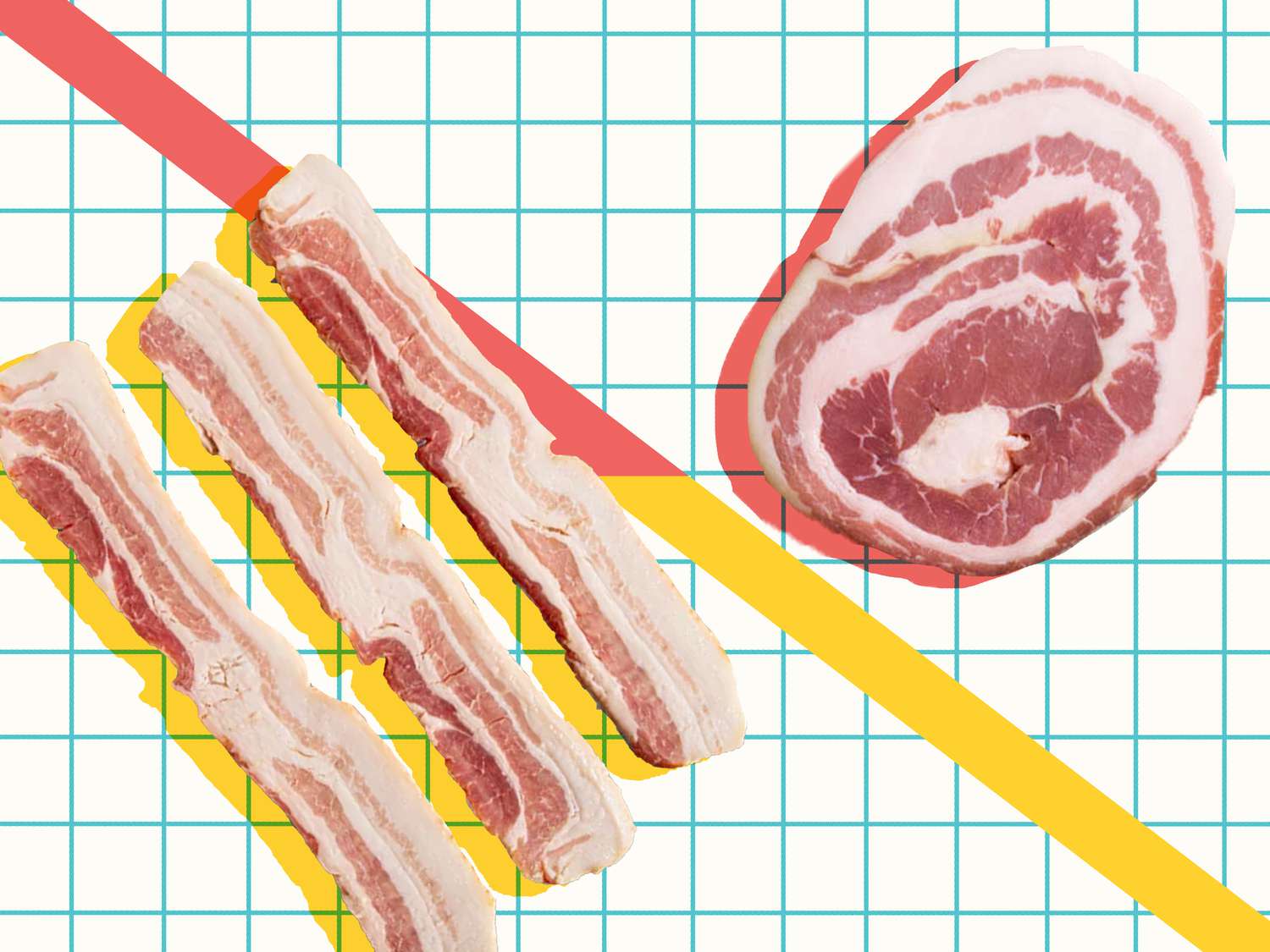 Bacon and pancetta on a graphic